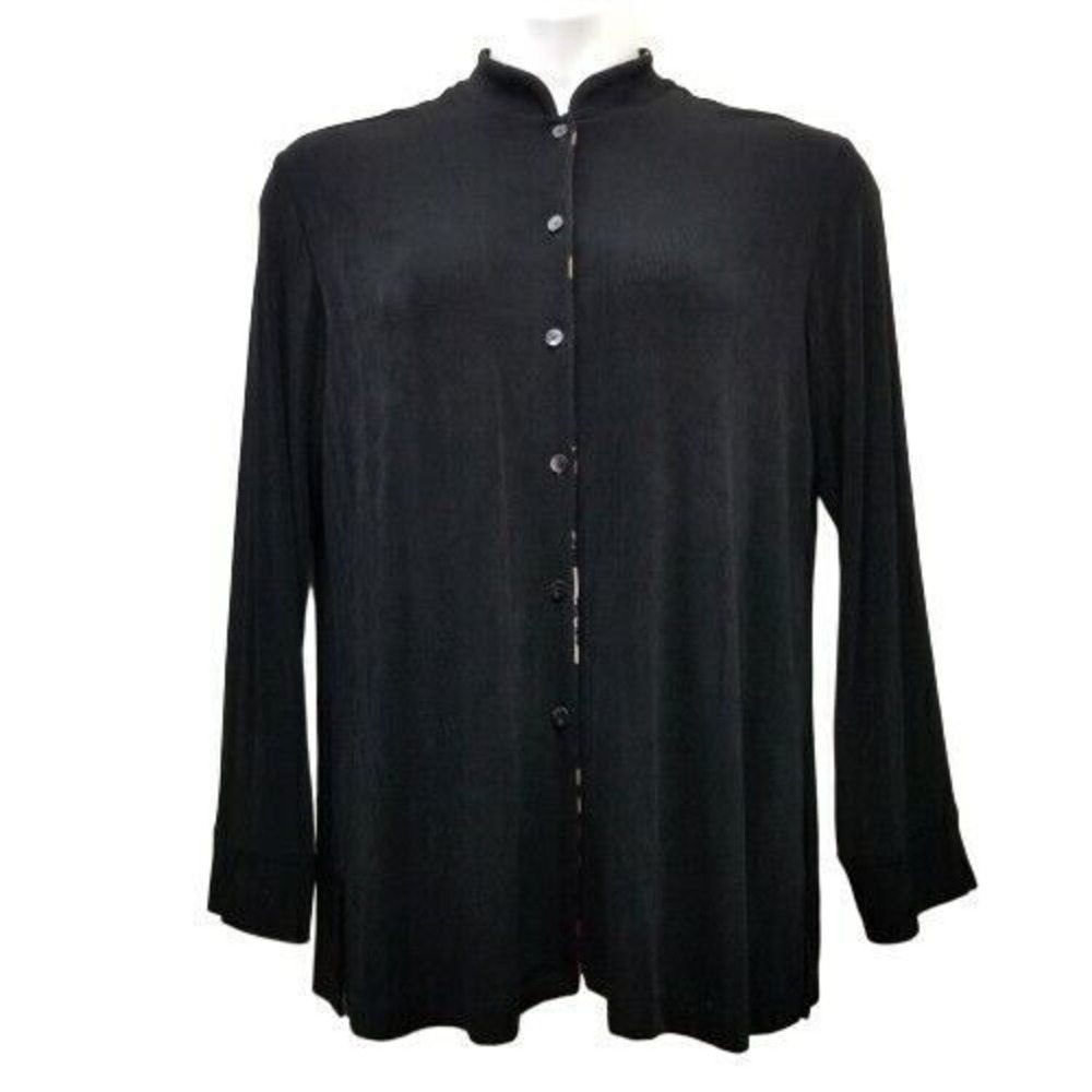 Chicos Travelers 2 Top Jacket Black‎ Slinky Liquid Knit L 12 Whimsigoth Travel